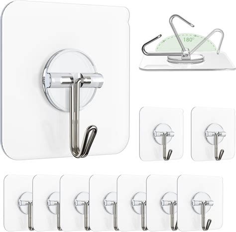 Lomrsiul Adhesive Wall Hooks For Hanging Clear Removable Ceiling Hooks 13 Lb