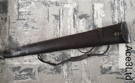 Brown Genuine Leather Rifle Carry Case Gun Shotgun With Handle Slip Bag