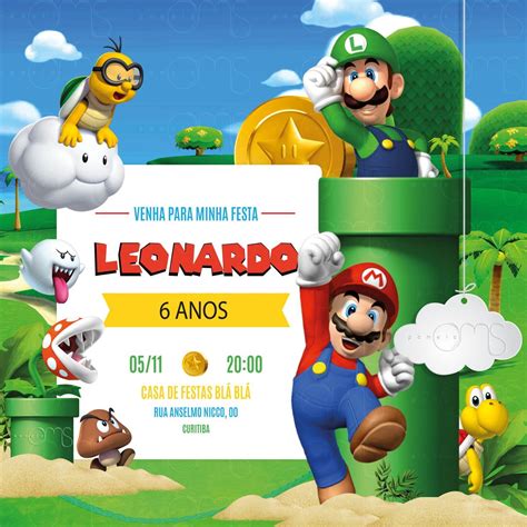 Convite Digital Mario Bross No Elo Discovery Artes E Super