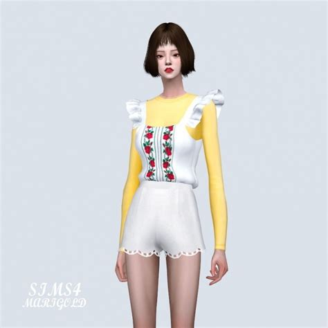Rose Frill Sleeveless Top - Sims 4 Female Clothes