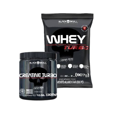 Kit 1x Whey Turbo 900g 1x Creatina Turbo 300g Blackskull Shopee