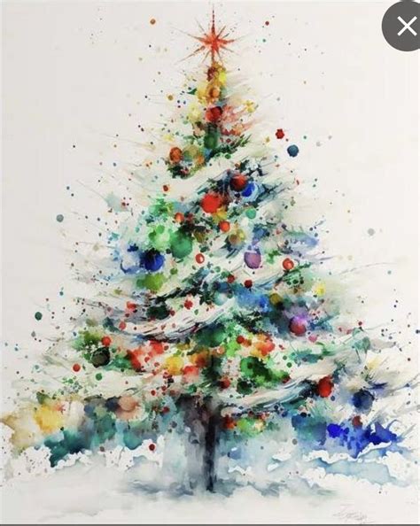 A Watercolor Painting Of A Christmas Tree