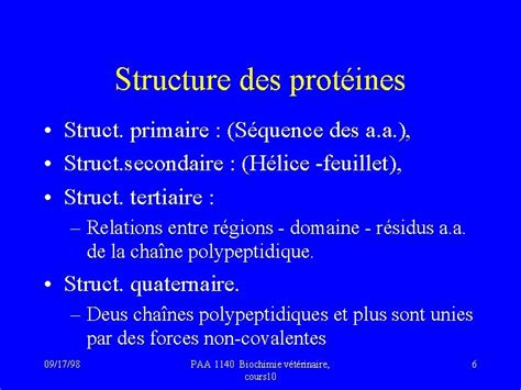 Chapitre Structures Et Fonctions Des Protines Introduction