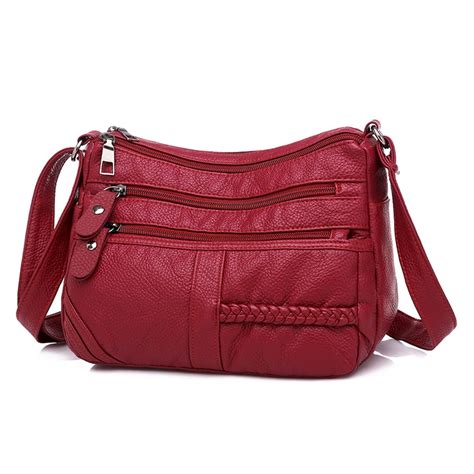 Annmouler Soft PU Leather Multi Layer Crossbody Handbags For Women