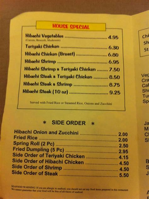 Menu at Miyabi Jr. Express restaurant, Jacksonville