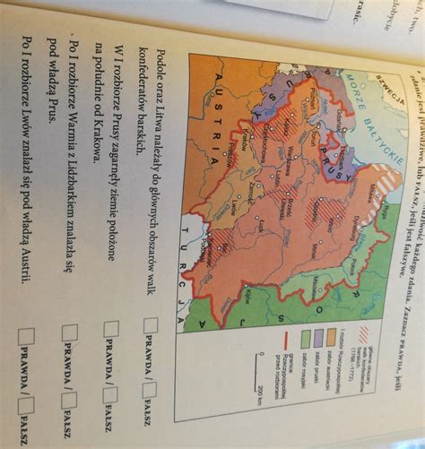 Na podstawie mapy oceń prawdziwość każdego zdania Zaznacz prawda jeśli