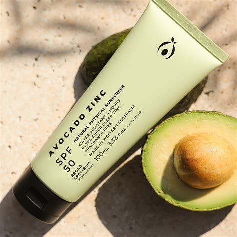 Avocado Zinc Spf 50 Natural Physical Sunscreen The Slow Clinic