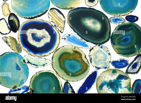 Agate Stone Pattern Agates Blue And Green Set Agate Slices Background