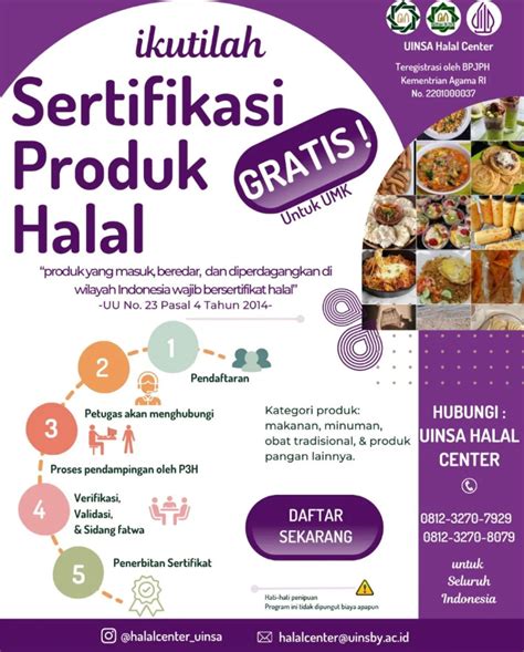 Layanan Pembuatan Sertifikasi Halal Gratis Di Halal Center Uinsa