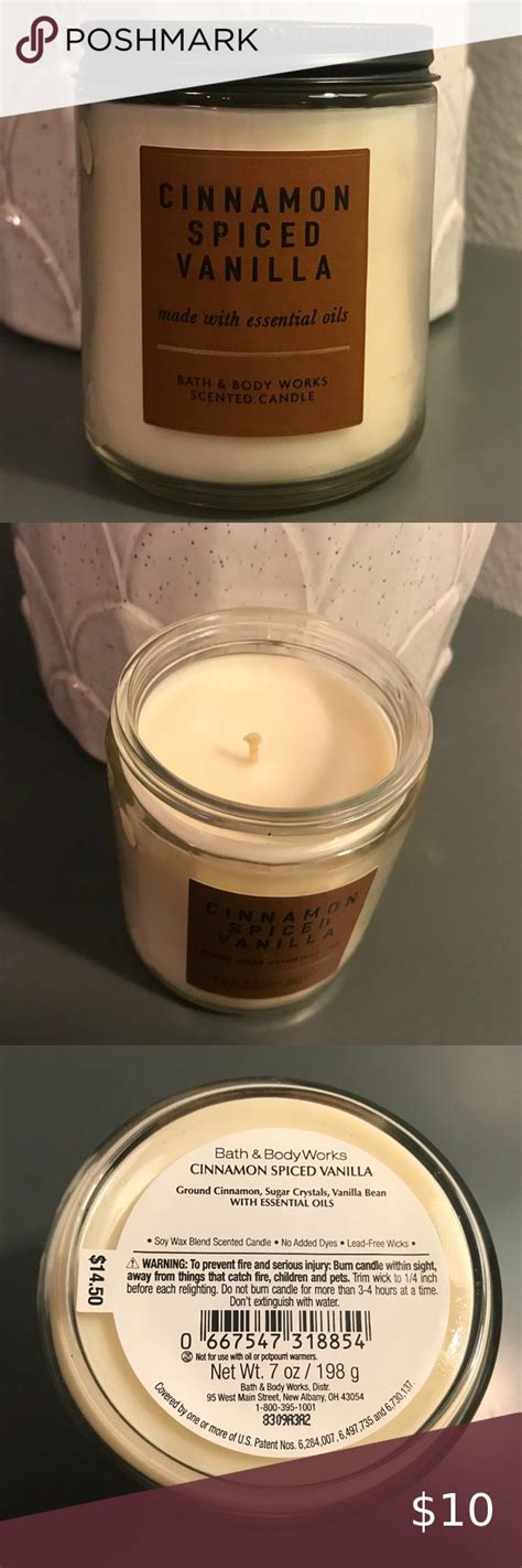 Bath And Body Works Cinnamon Spiced Vanilla Candle Vanilla Candle