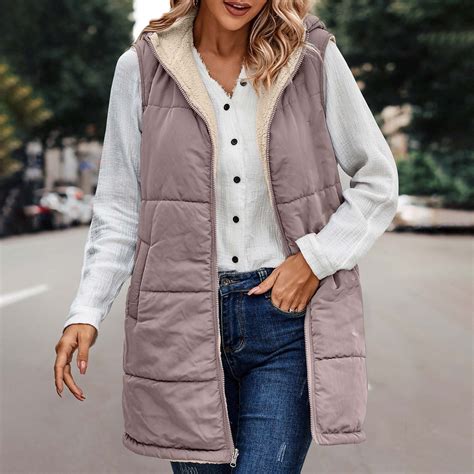 Wyongtao Womens Puffer Vests Winter Warm Slim Zipper Coats Sleeveless Hooded Jacket Outdoor