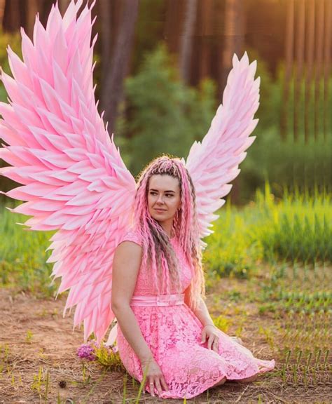 Adult Angel Costume Pink Angel Wings Large Wings For Photoshoot Pink Wings Cosplay Large