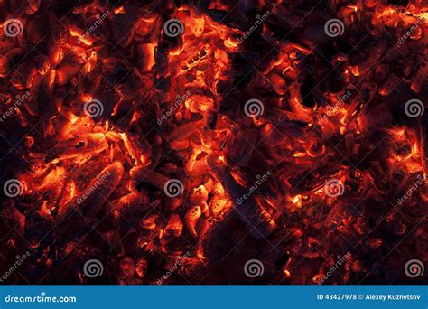Glowing Embers In Hot Red Color Stock Photo Image