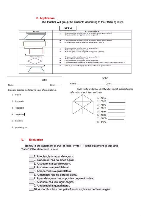 Lesson Plan On Types Of Quadrilaterals Pdf