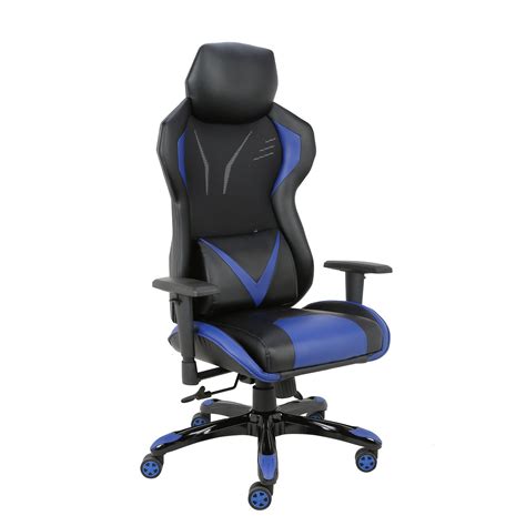 Cadeira Gamer Pelegrin em Couro PU Reclinável PEL 3014 Preta e Azul