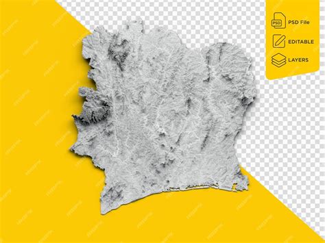 Premium PSD | Ivory coast map cote d39ivoire flag shaded relief color ...