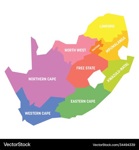 South Africa Map Provinces Royalty Free Vector Image