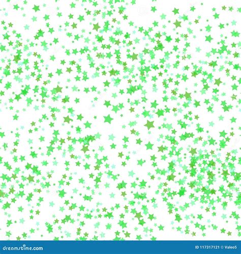 Set Of Green Stars Seamless Starry Pattern Stock Vector