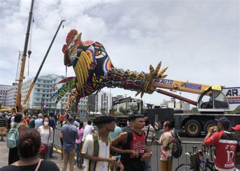 Galo Gigante Montado No Centro Do Recife Para O In Cio Do Carnaval