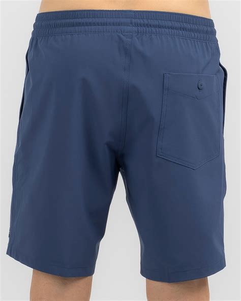 Shop Volcom Stones Hybrid Elastic Waist Shorts In Smokey Blue Fast Shipping And Easy Returns