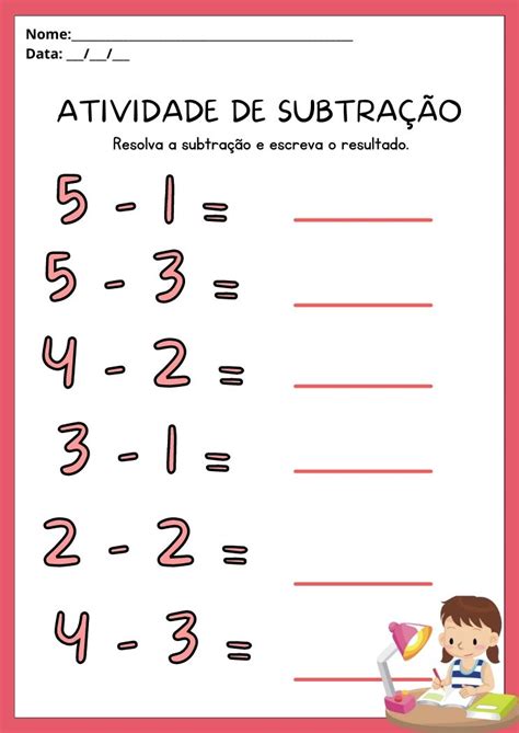 Atividades de Subtração para Imprimir