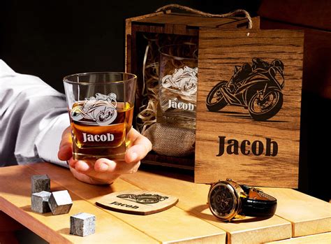 Personalized Motorcycle Whiskey T Set Biker Ts For Men Motorcycle