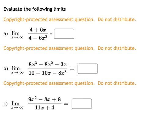 Answered Evaluate The Following Limits Bartleby