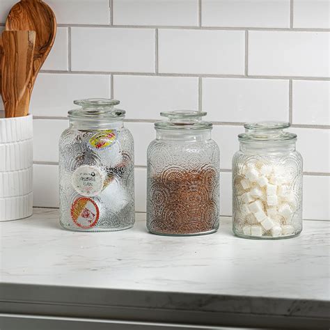 toledo bath kitchen glass canister set   wayfair