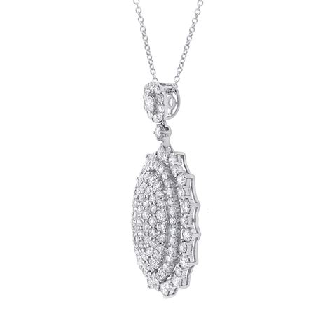 355ct 18k White Gold Diamond Pave Pendant Necklace Sc37215035