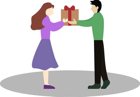 Man Giving A Gift To A Girl Crush Vector Illustration Vector