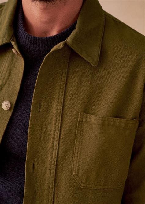 Will Jacket Dark Khaki Organic Cotton Sézane