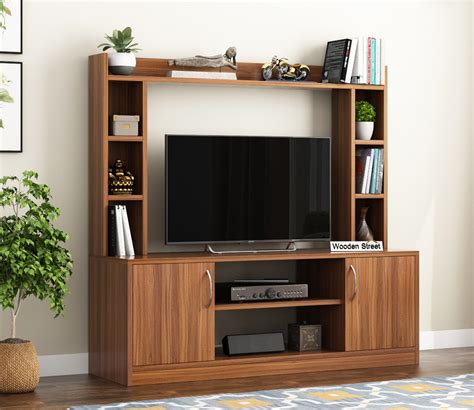 Nia Tv Unit Exotic Teak Frosty White Finish Anybond Cn