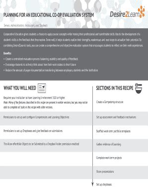 Fillable Online PLANNING FOR AN EDUCATIONAL CO OP EVALUATION SYSTEM Fax