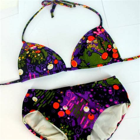 Vintage S Mod Psychedelic Forest Op Art Bikini String Hot Sex Picture