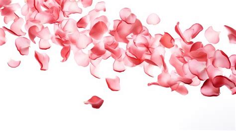 Premium Photo | Falling rose petals on a white background isolated