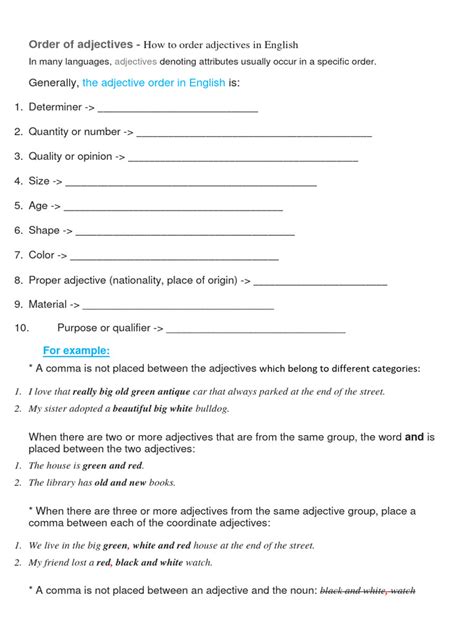 Adjective Order Pdf Adjective Syntax