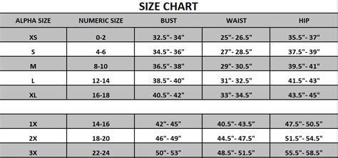 Bobeau Size Chart A Visual Reference Of Charts Chart Master