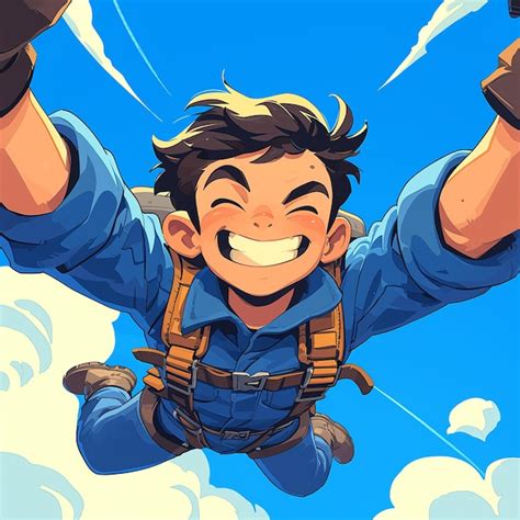Premium Vector A Lincoln Boy Practices Speed Skydiving In Cartoon Style