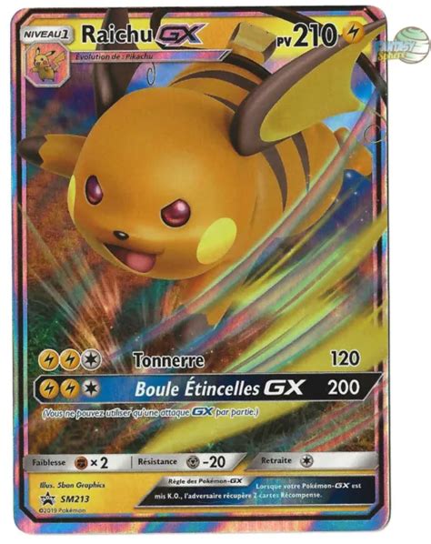 CARTE POKÉMON RAICHU GX Ultra Rare SM213 VF Francais EUR 5 00