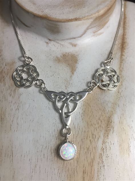 Celtic Knot Moonstone Luck Necklace Silver Irish Jewelry Gifts For