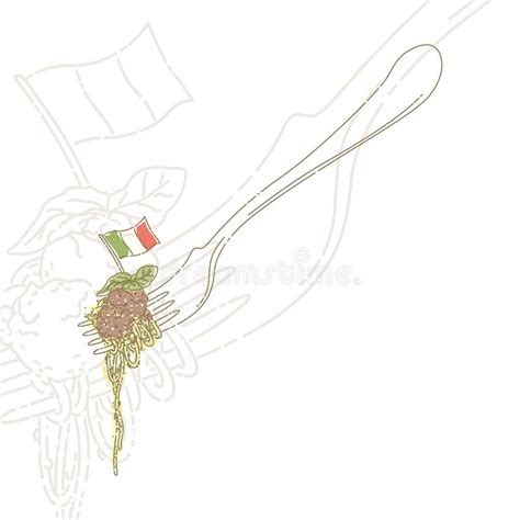 Spaghetti On Fork Vector Illustration Decorative Design Stock Vector