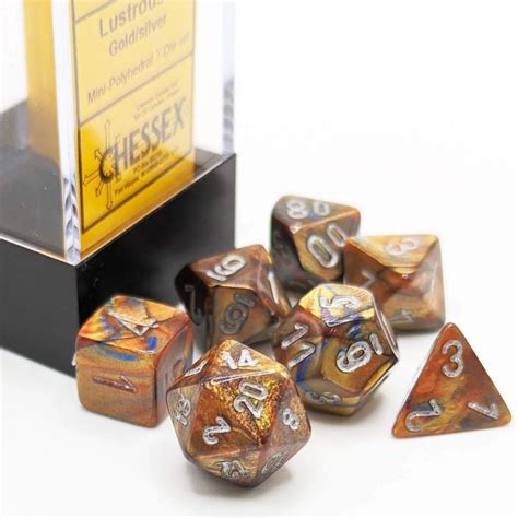 Chessex Lustrous Mini Polyhedral Dice Set Goldsilver 7 Dice