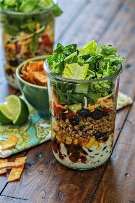 Layered Ground Chicken Taco Salad In A Jar Good Life Eats