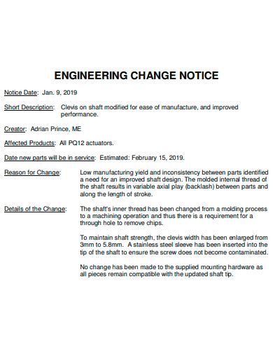 FREE 10 Engineering Change Notice Samples In PDF