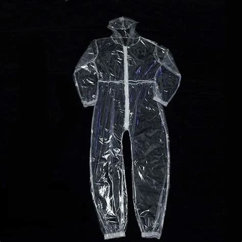 Combinaison Capuche Transparente Sexy En Plastique Avec Fermeture Clair