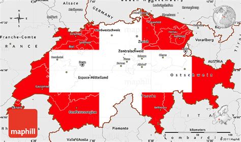 Flag Simple Map Of Switzerland Single Color Outside Borders And