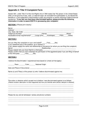 Fillable Online Appendix Title Vi Complaint Form Fax Email Print