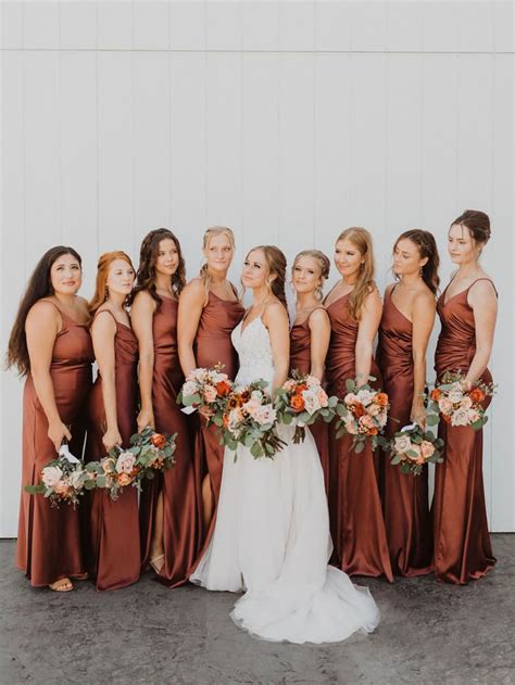 Satin Rust Bridesmaid Dress Rust Bridesmaid Dress Fall Bridesmaid