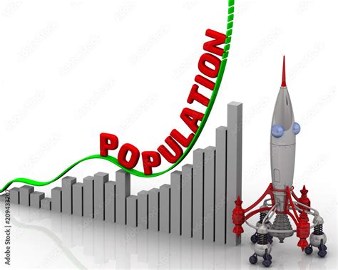 The Graph Of Population Growth Graph Of Rapid Growth With Red Word