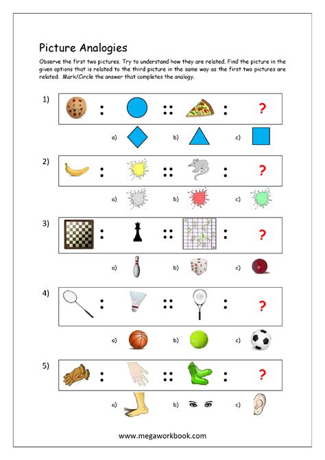 Free Printable Picture Analogy Worksheets Logical Reasoning Megaworkbook